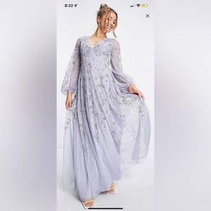 ASOS DESIGN maxi dress with blouson sleeve and delicate
floral embellishment